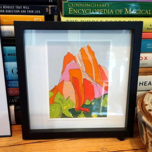Vibrant Mountain Art Print in Black Frame - Picture 1 of 1